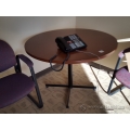 Dark Maple 42" Round Meeting Conference Table, Black Base